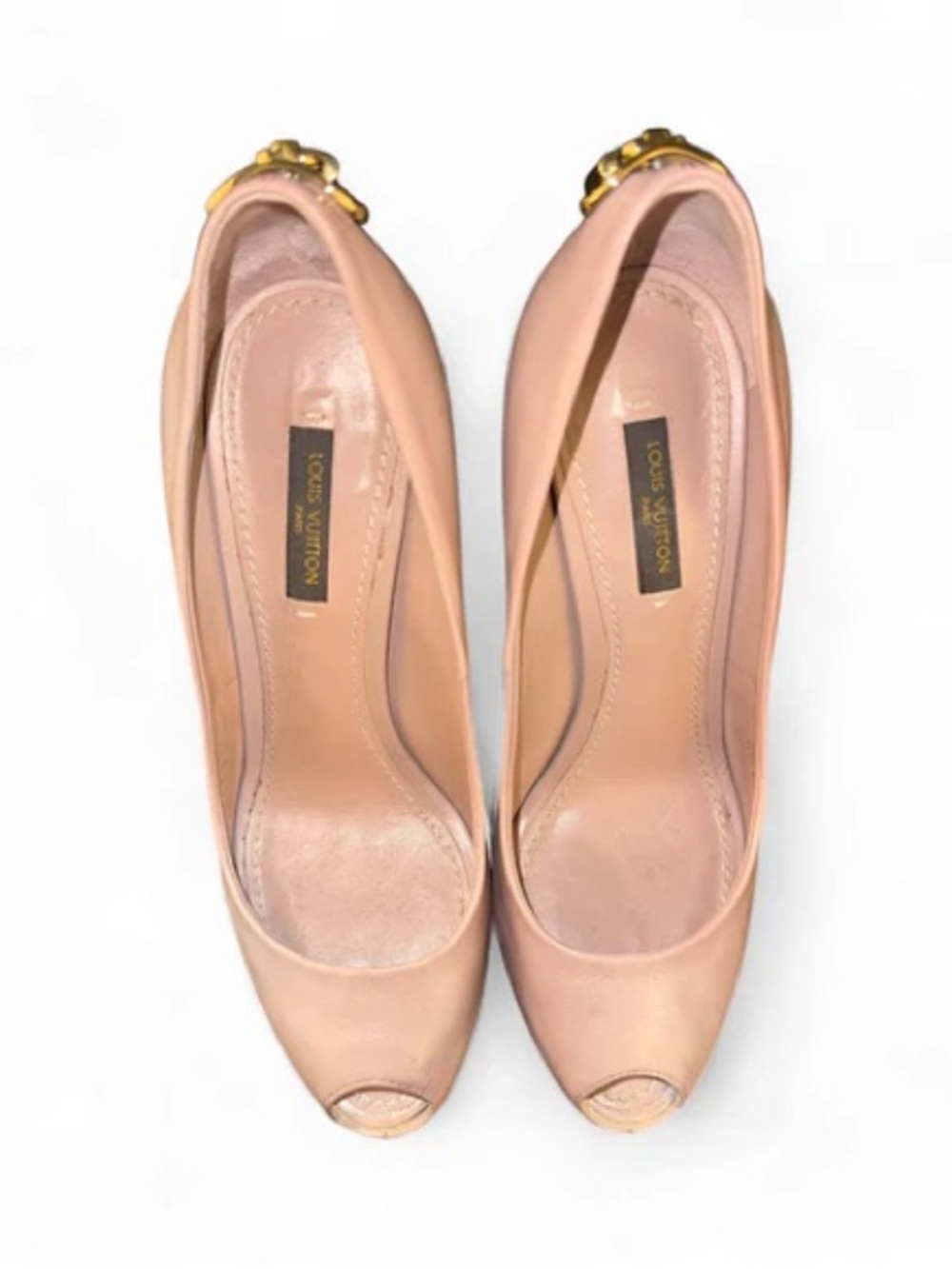 Louis Vuitton Nude Peep-Toe Platform Pumps - Picture 5 of 6